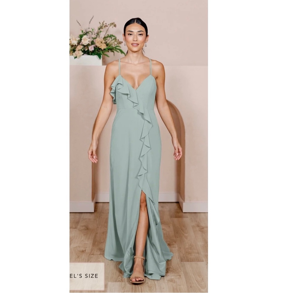 Revelry Paloma Ruffle Dress - Sage Green - Size 4P